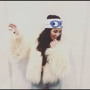 Faux fur coat in cream